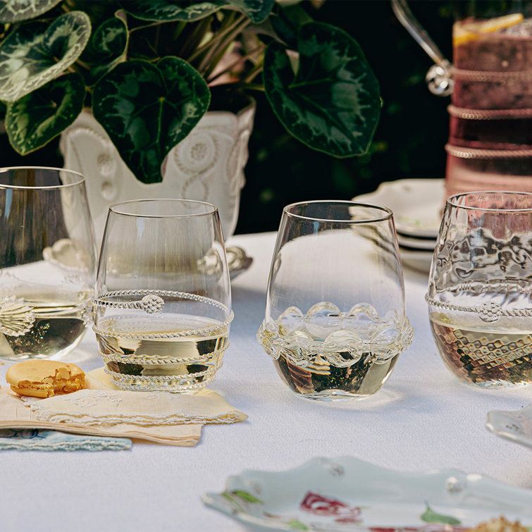 Heritage 12 oz. Clear Hand-Blown Stemless Wine Glass Set
