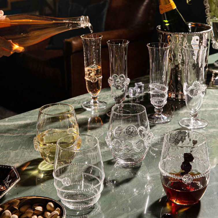 Heritage 12 oz. Clear Hand-Blown Stemless Wine Glass Set