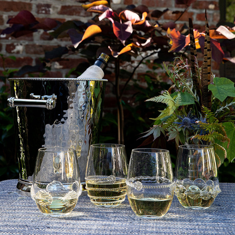 Heritage 12 oz. Clear Hand-Blown Stemless Wine Glass Set