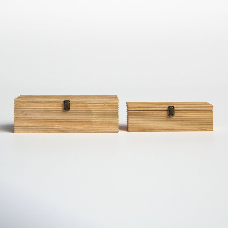 Handmade Natural Wood Lidded Storage Box Set