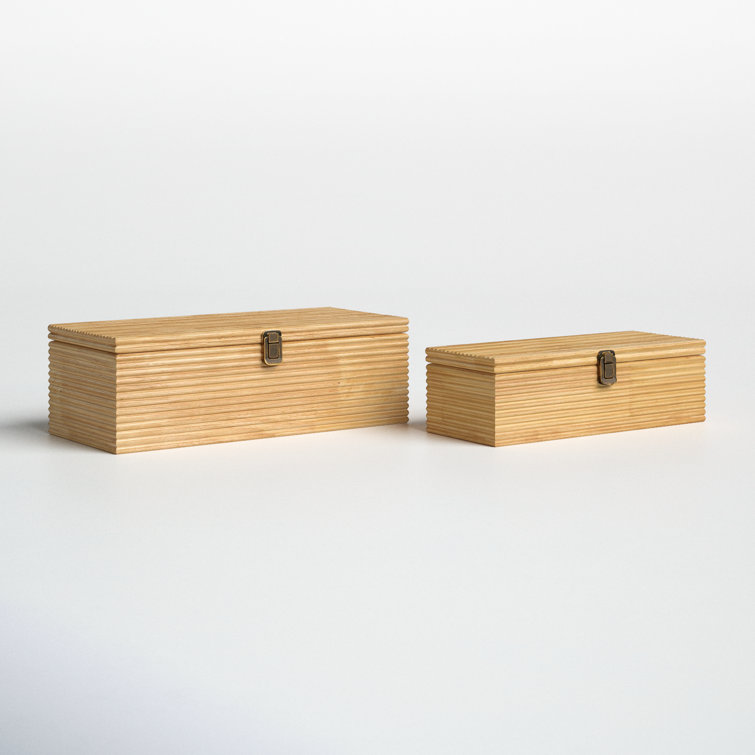 Handmade Natural Wood Lidded Storage Box Set
