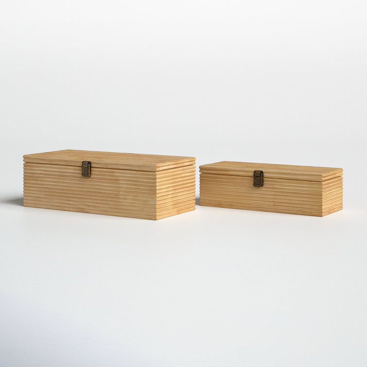 Handmade Natural Wood Lidded Storage Box Set