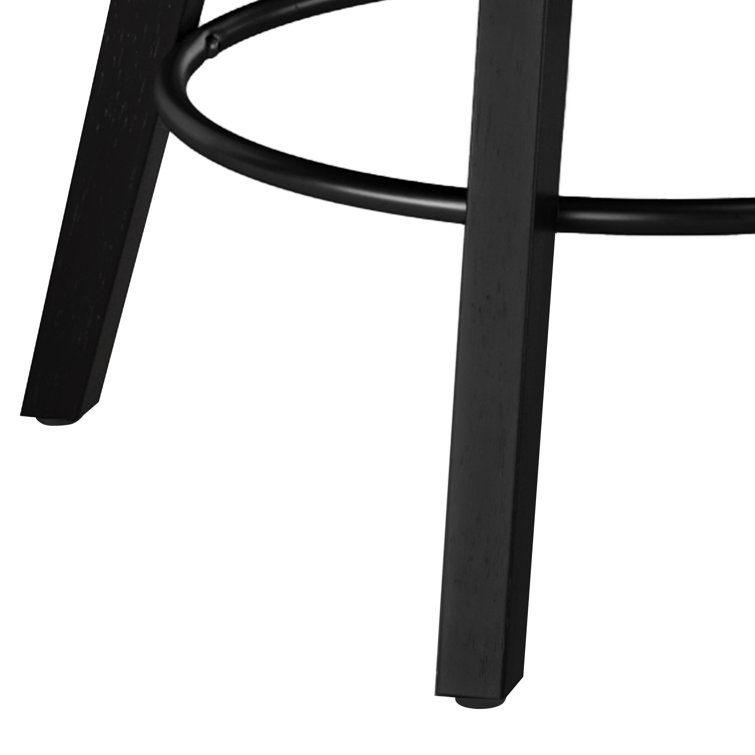 Gray Upholstered Swivel Counter Stool with Solid Wood Frame