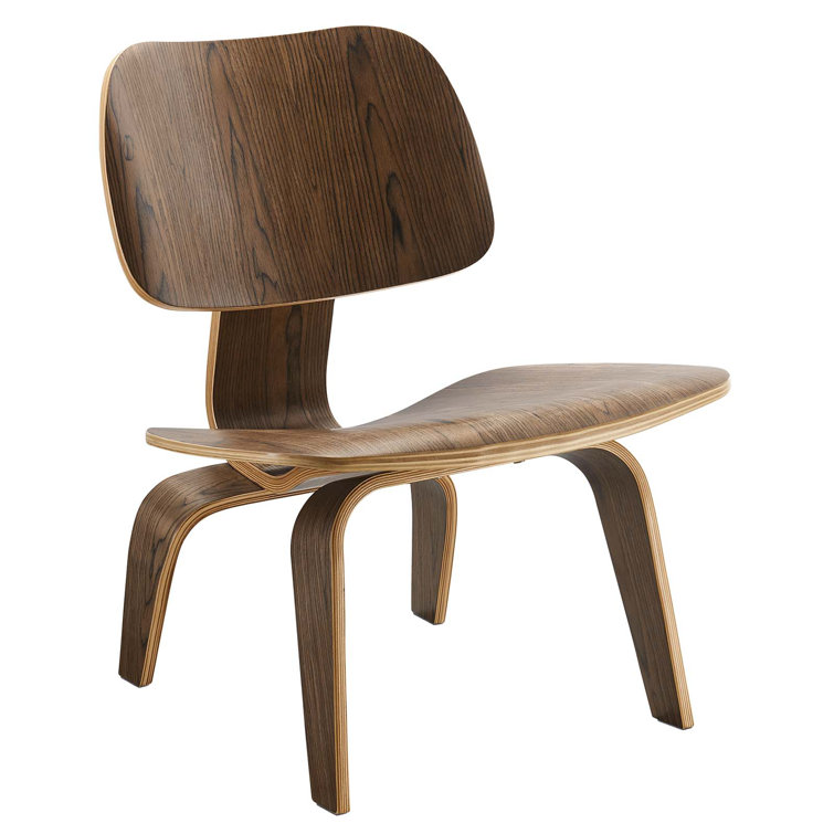 Curvatura 25" Walnut Plywood Sculpted Lounge Chair