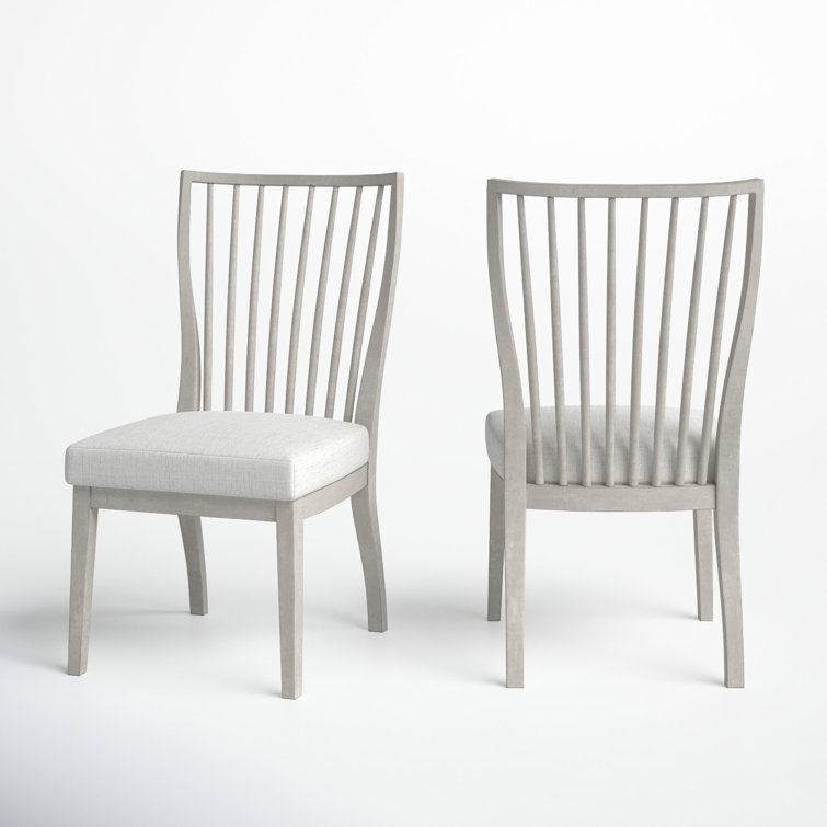 Light Gray Upholstered Windsor Back Side Chair Set