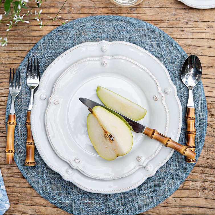 Fluted Berry Whitewash Ceramic Dinnerware Set for 4