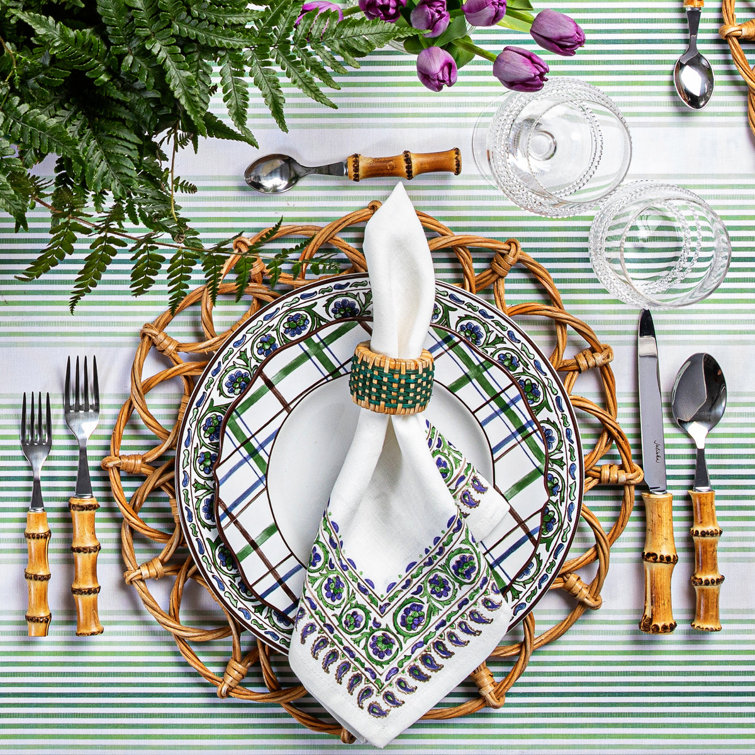 Patriotic Quilted Rattan Round Placemat in Natural 16.25"W
