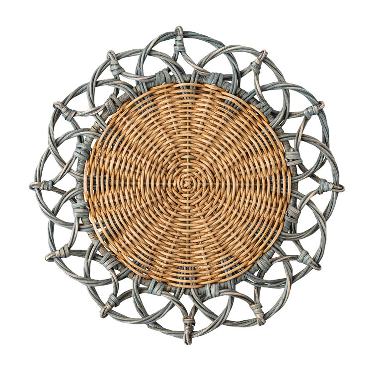 Patriotic Quilted Round Rattan Placemat in Neutral Tones