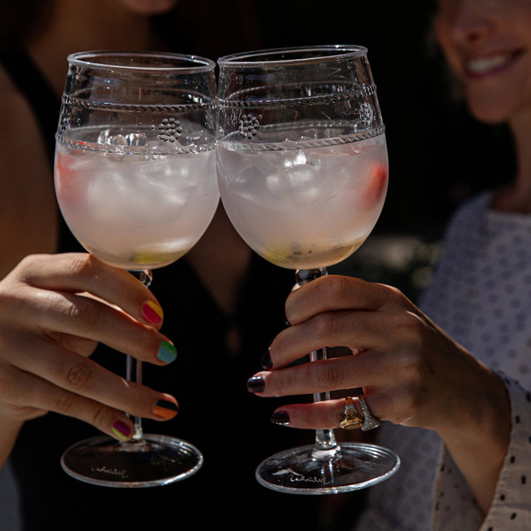 Isabella 14 oz Clear Acrylic Wine Glass with Twisted Cord Trim