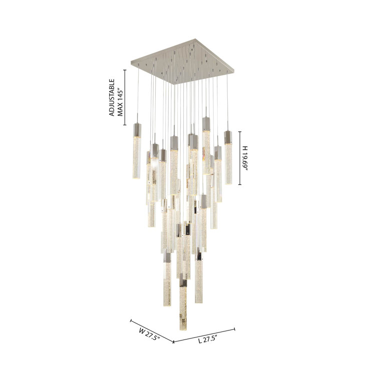 Chrome and Crystal 25-Light Modern Hanging Chandelier