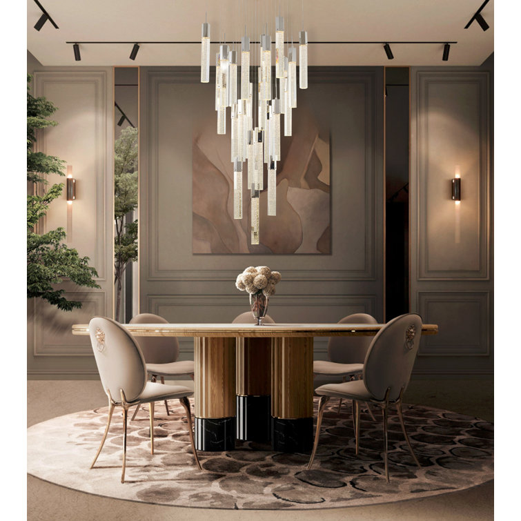 Chrome and Crystal 25-Light Modern Hanging Chandelier