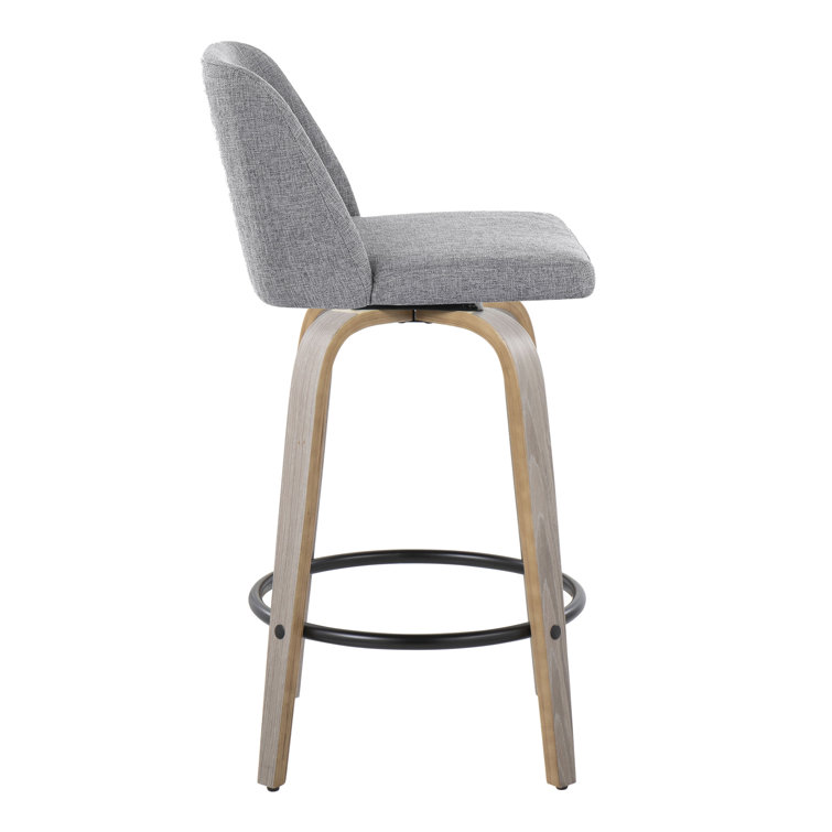 Toriano Gray Swivel Upholstered Wood Counter Stool Set