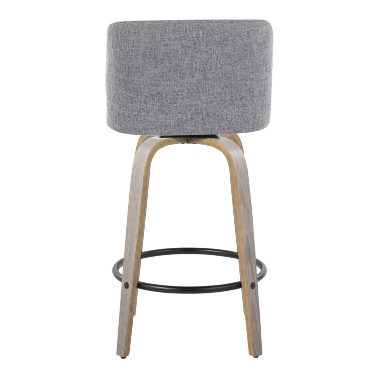 Toriano Gray Swivel Upholstered Wood Counter Stool Set