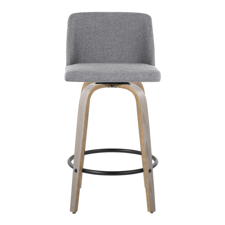 Toriano Gray Swivel Upholstered Wood Counter Stool Set