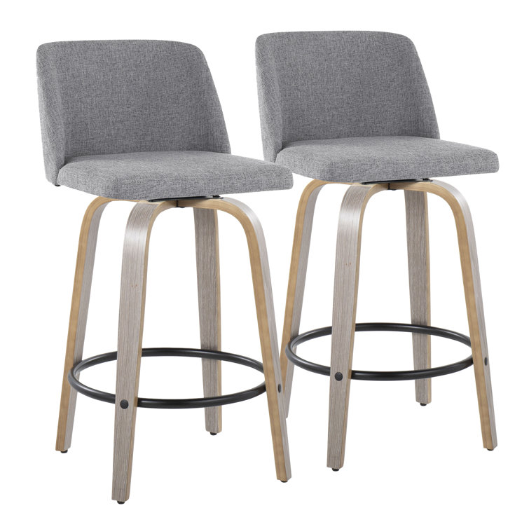 Toriano Gray Swivel Upholstered Wood Counter Stool Set