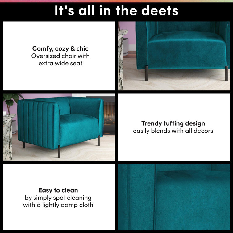 Emerald Green Velvet Accent Chair with Manufactured Wood Frame