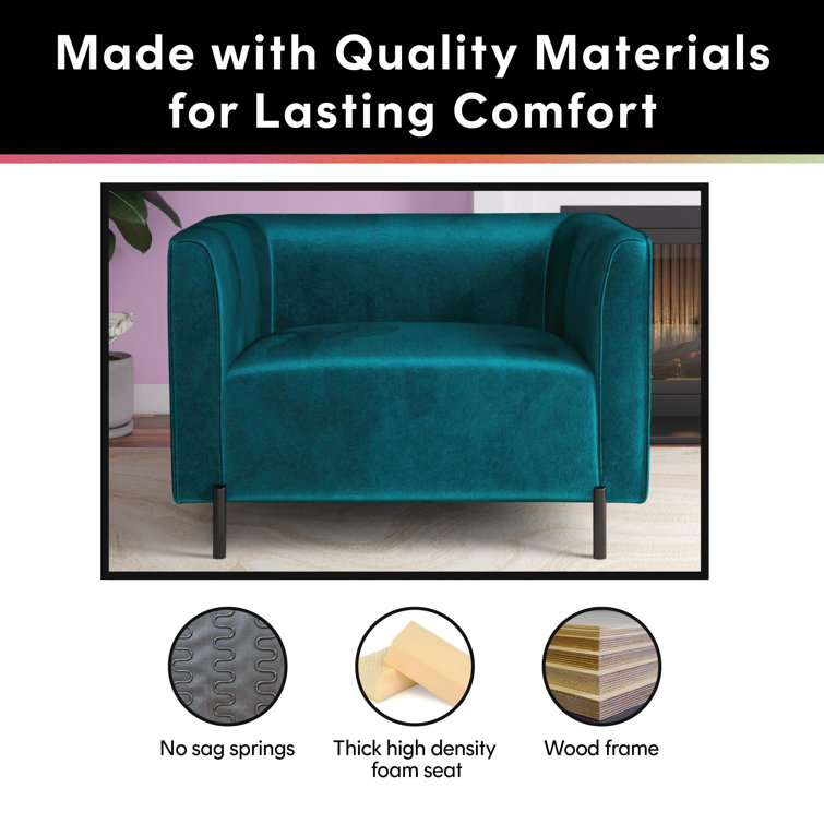 Emerald Green Velvet Accent Chair with Manufactured Wood Frame