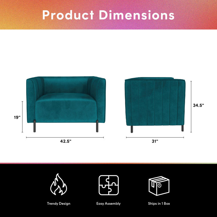 Emerald Green Velvet Accent Chair with Manufactured Wood Frame