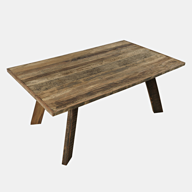 Reclaimed Brown Rustic Rectangular Wood Dining Table, 72 Inch