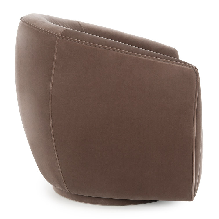 Harper Brown Velvet Swivel Barrel Accent Chair