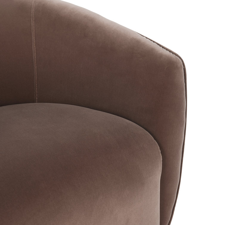 Harper Brown Velvet Swivel Barrel Accent Chair