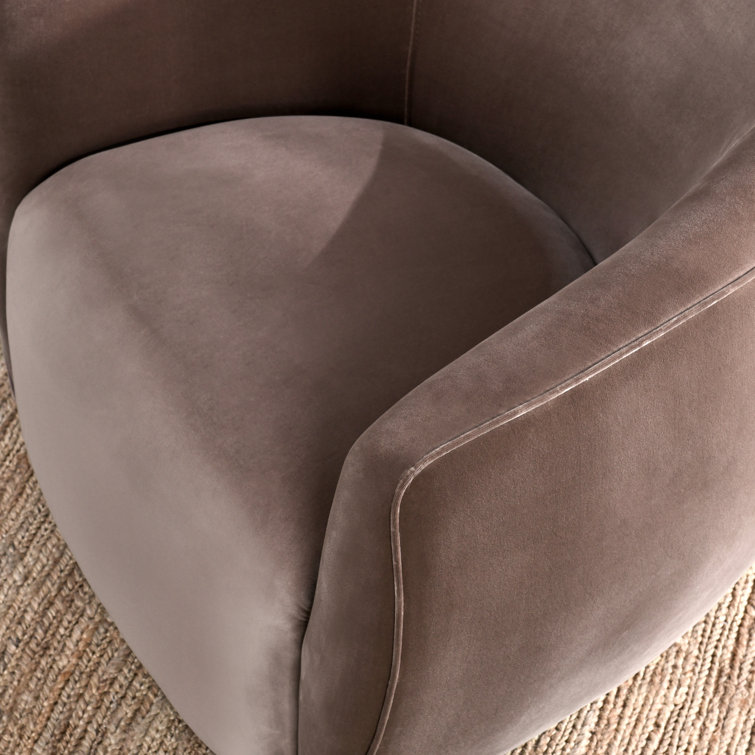 Harper Brown Velvet Swivel Barrel Accent Chair