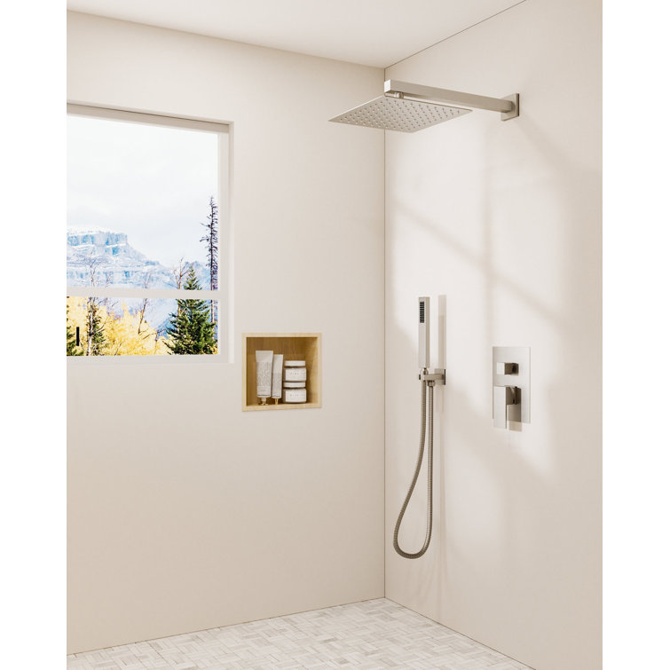 Polished Chrome Square Handheld Shower Head with Hose