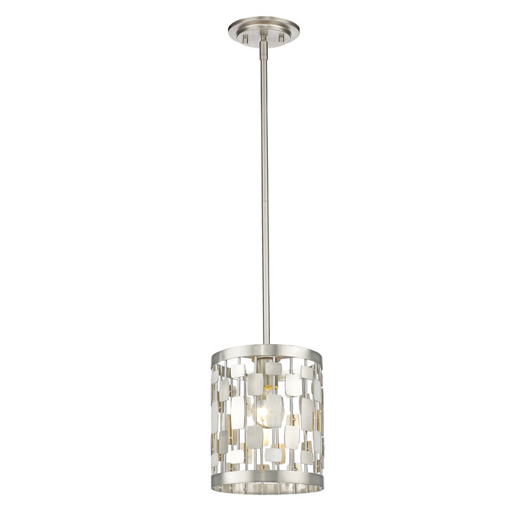 Brushed Nickel Crystal Mini Drum Pendant Light