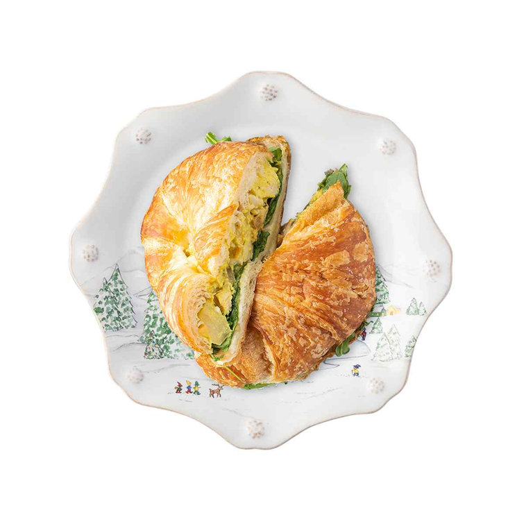 Scalloped Ceramic Christmas Salad/Dessert Plate