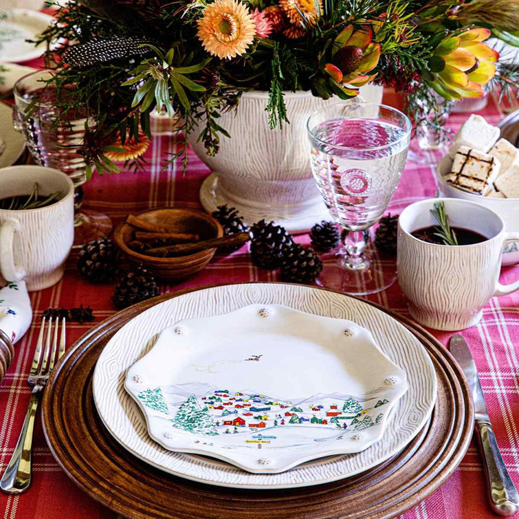 Scalloped Ceramic Christmas Salad/Dessert Plate