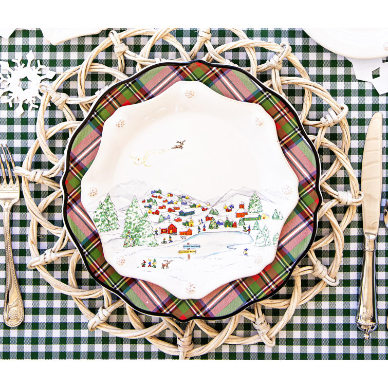 Scalloped Ceramic Christmas Salad/Dessert Plate