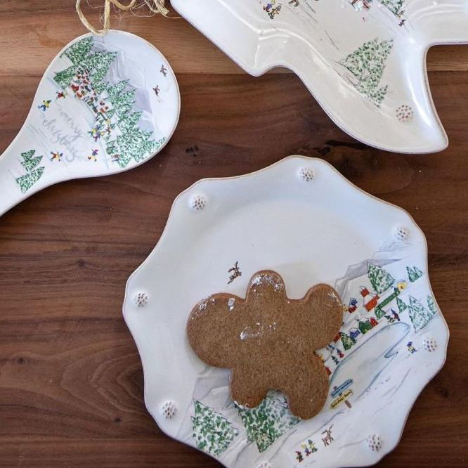 Scalloped Ceramic Christmas Salad/Dessert Plate