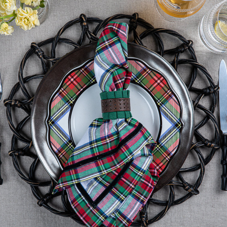 Festive Tartan Ceramic Scallop Salad/Dessert Plate