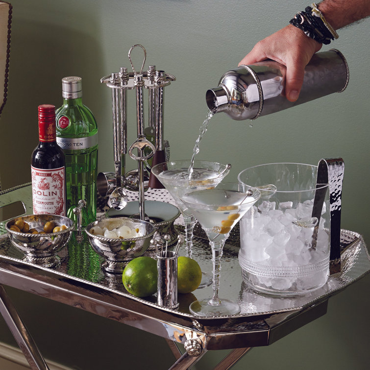 Hammered Stainless Steel Cocktail Shaker with Twisted Cord Trim