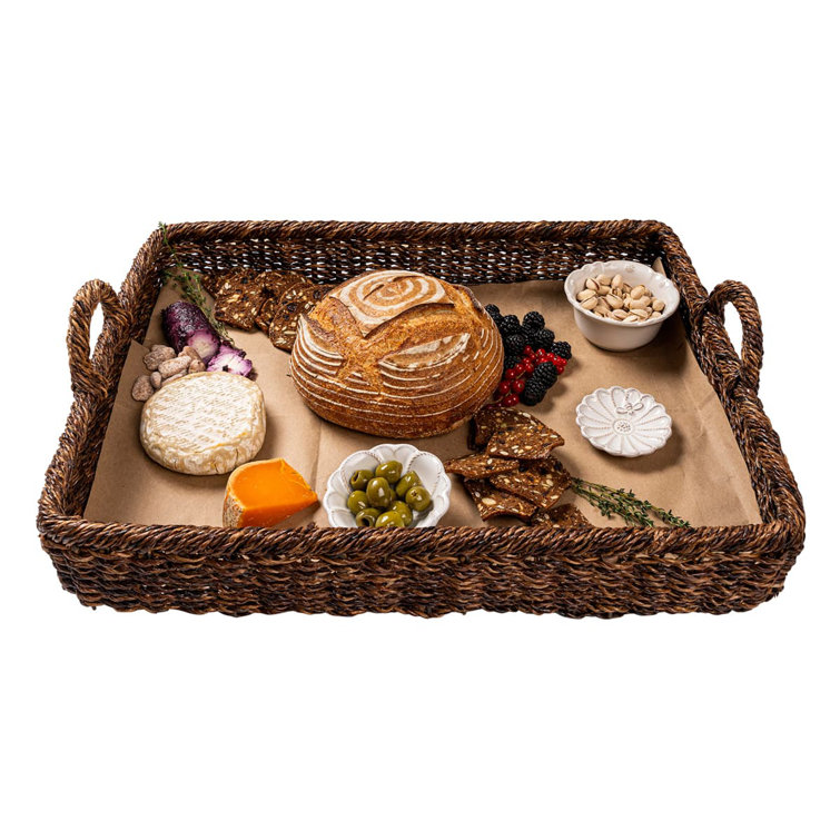 Bohemian Brown Woven Iron Rectangle Tray