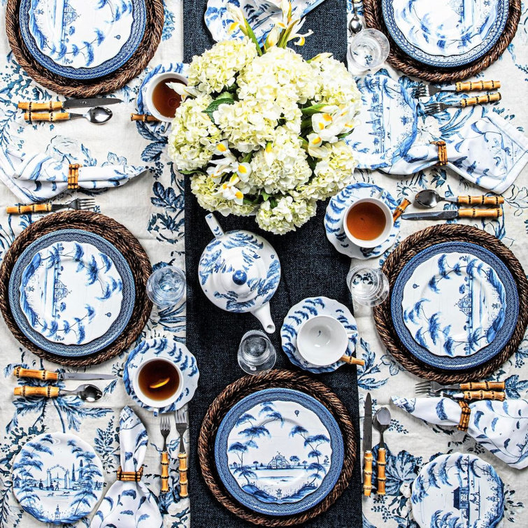 Delft Blue and White Ceramic 16-Piece Dinnerware Set