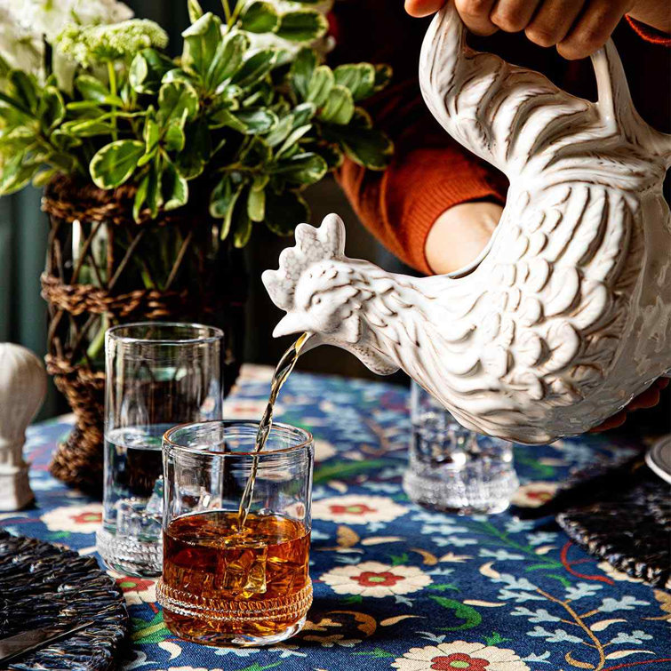 Clear Glass Whiskey Tumbler with Swirl Embellishment