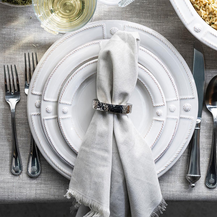 White Ceramic Embossed Cottagecore Salad Plate Set