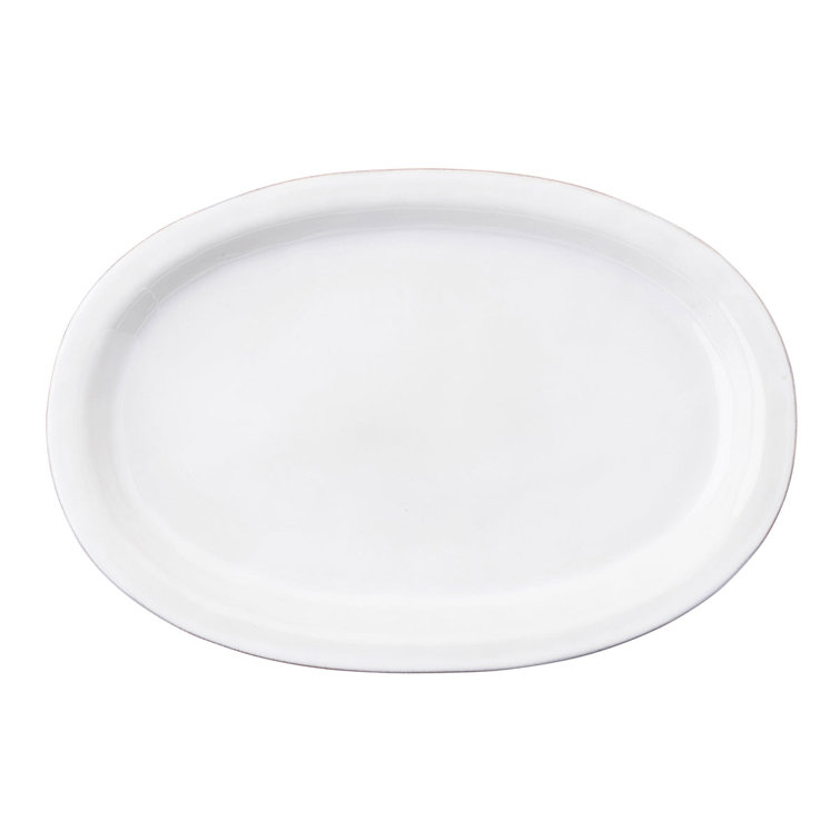 Rustic Whitewash Ceramic 3-Piece Serving Platter Set