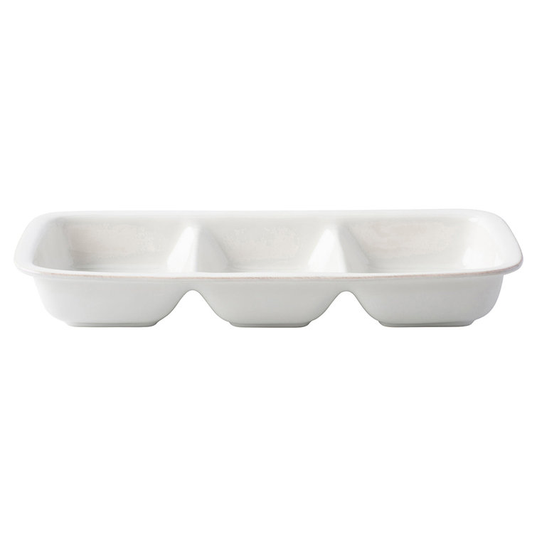 Rustic Whitewash Ceramic 3-Piece Serving Platter Set