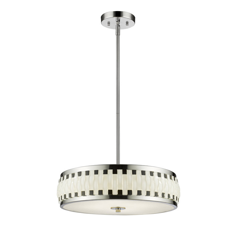 Chrome and Glass LED Drum Pendant Light