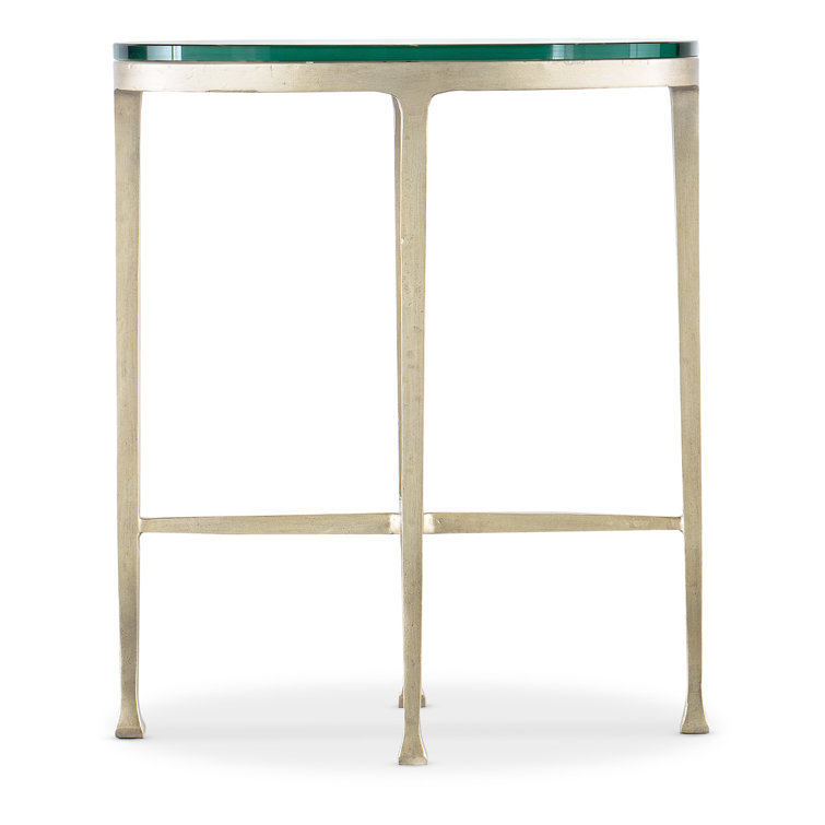 Champagne Finish Round Metal and Glass Coffee Table