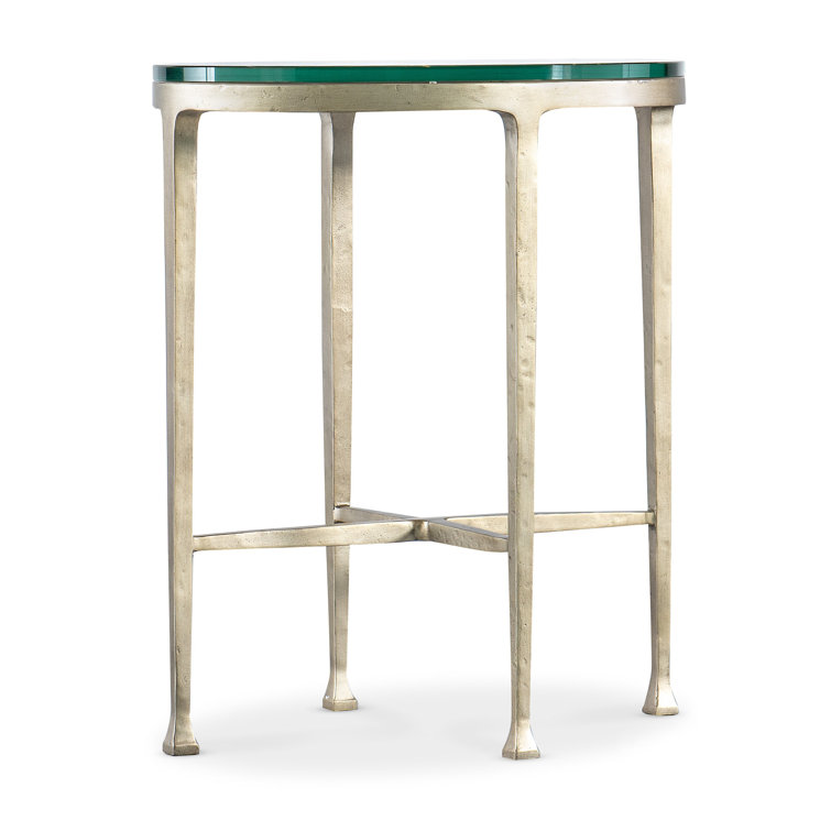 Champagne Finish Round Metal and Glass Coffee Table