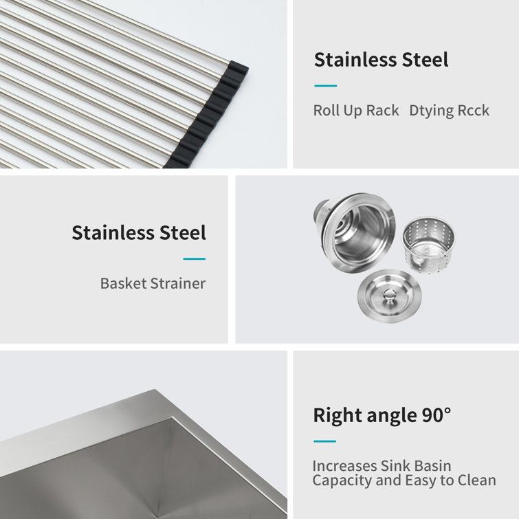 33'' Brushed Nickel Stainless Steel Undermount Single Bowl Sink