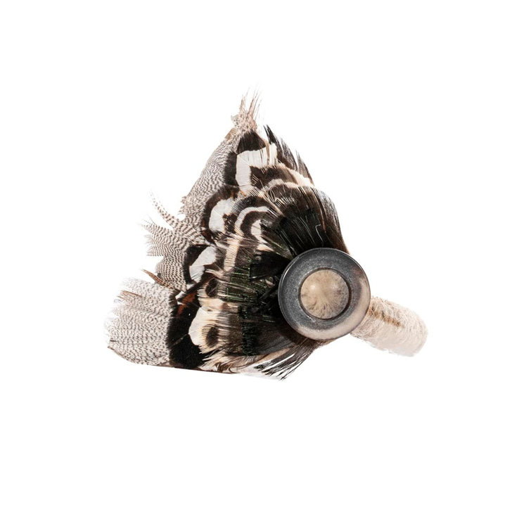 Elegant Espresso Feather Napkin Ring with Natural Plumage