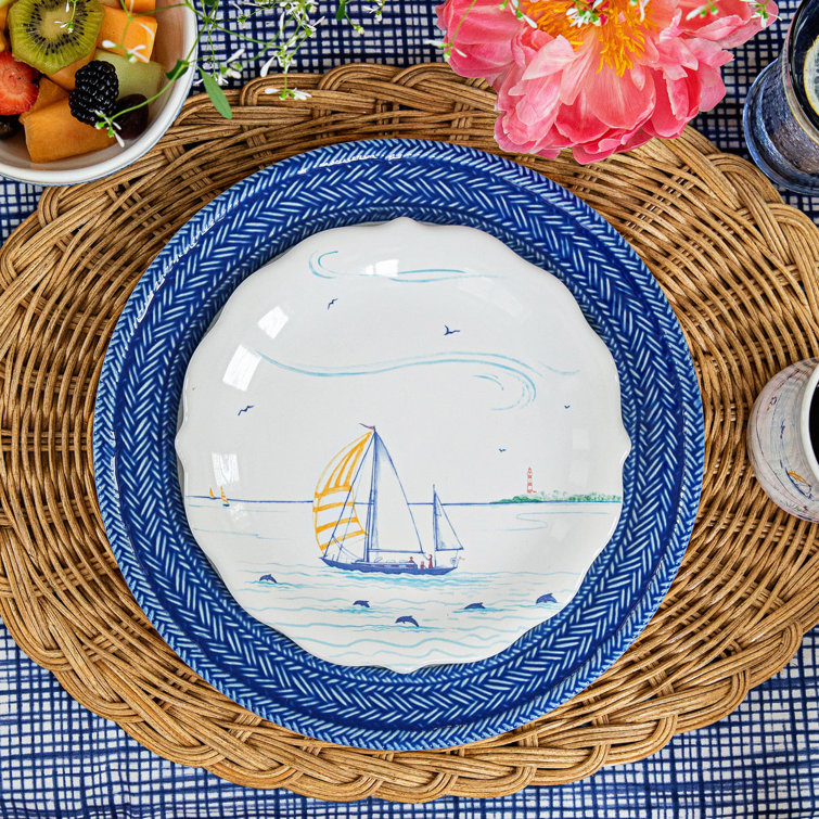 Windswept Delft Blue Hand-Painted Ceramic Dinner Plate