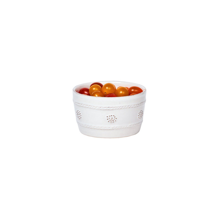 White Embossed Stoneware Ramekin with Rustic Detailing