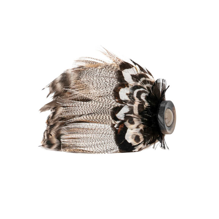 Elegant Espresso Feather Napkin Ring with Natural Plumage