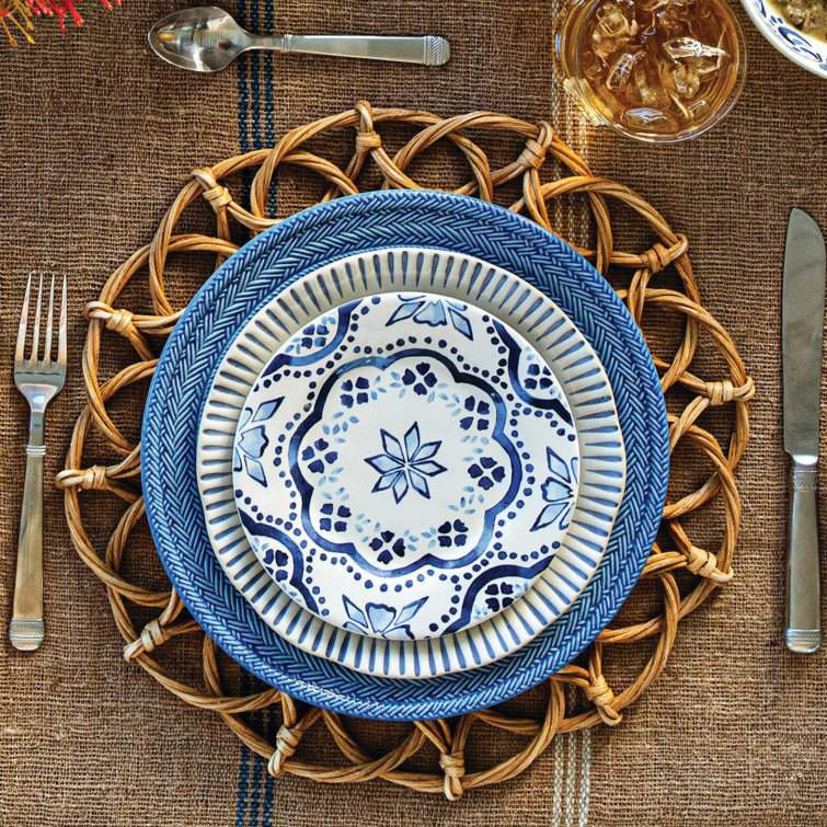 Windswept Delft Blue Hand-Painted Ceramic Dinner Plate