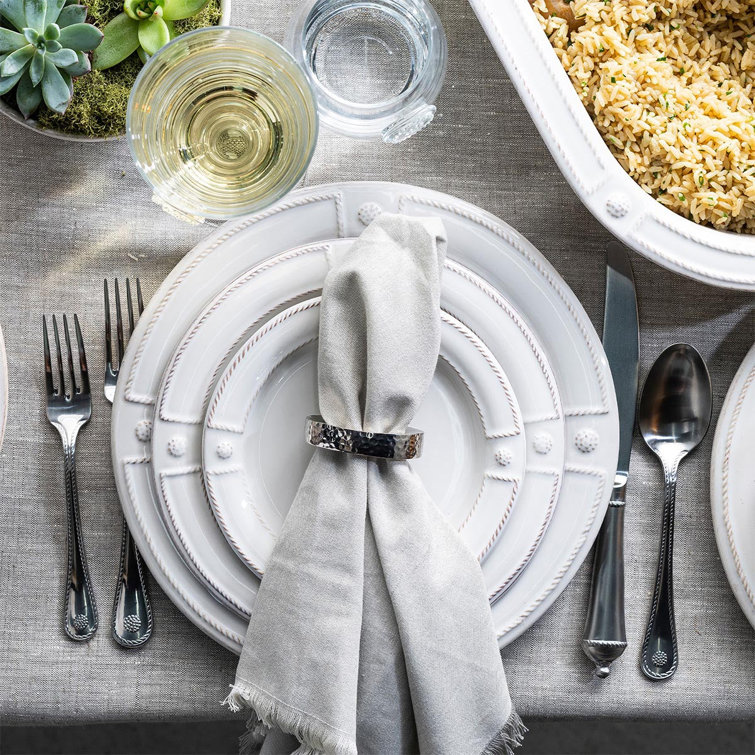 Whitewash Ceramic 5-Piece Dinnerware Set with French Panel Design